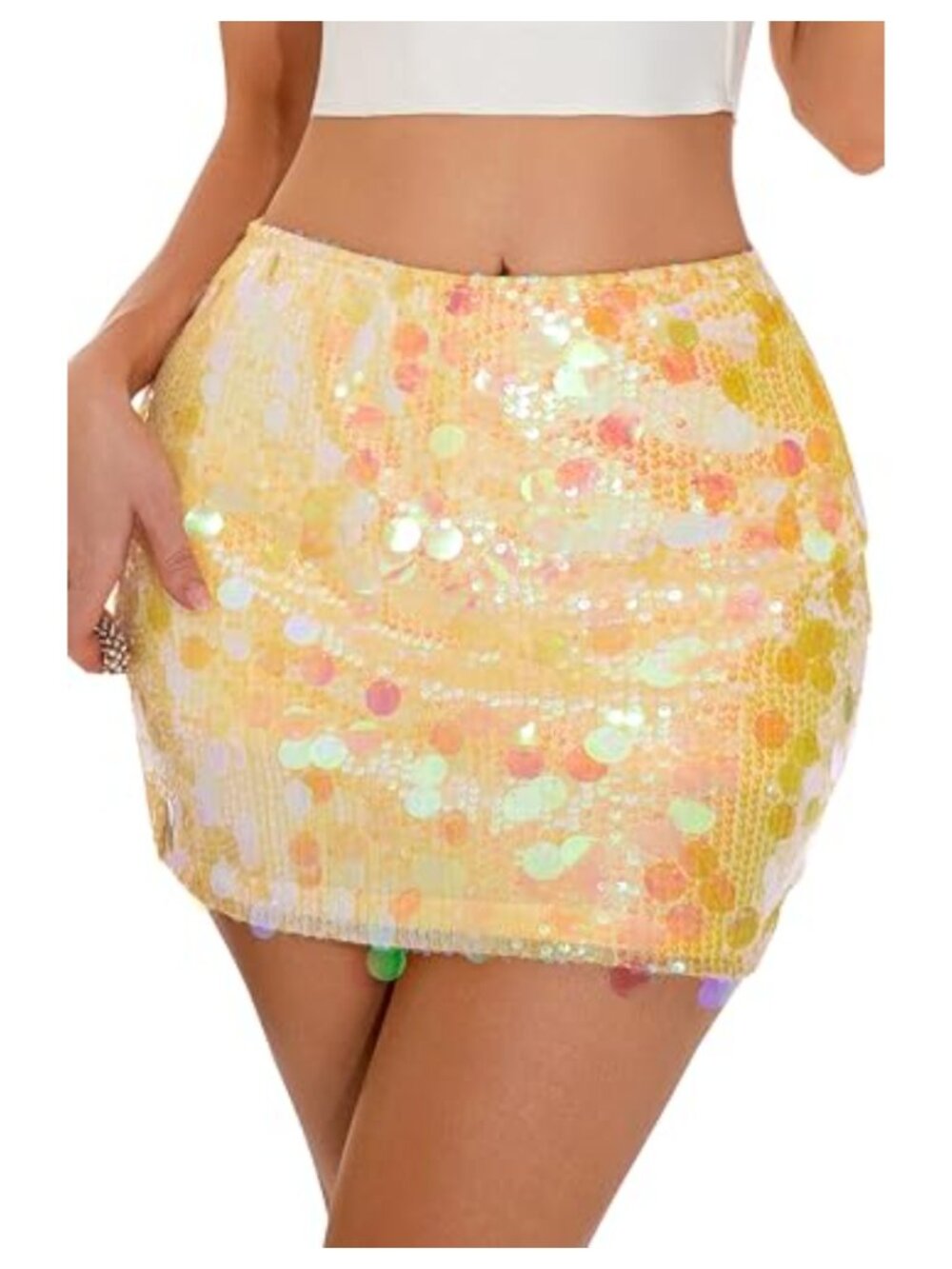 Sequin Mini Skirt with Built-in Shorts Sequined Bodycon Skort